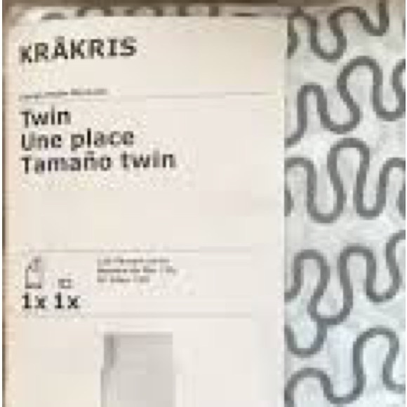 Ikea Krakris Grey White Squiggle Modern Art Twin Duvet /matching pillow sham - Picture 10 of 12